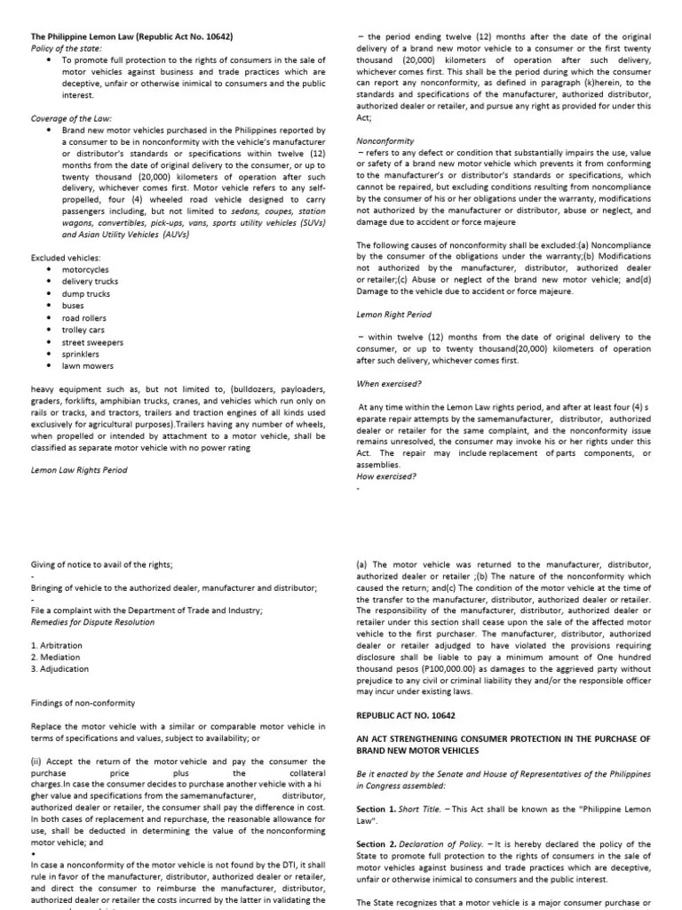 The Philippine Lemon Law PDF