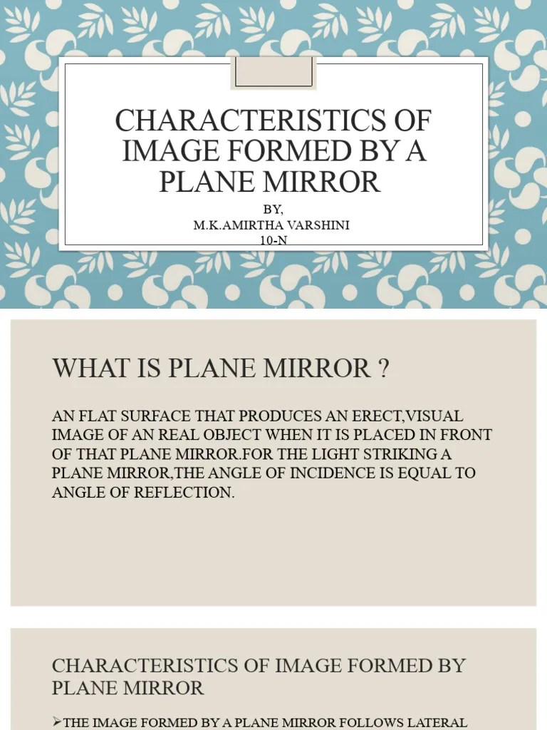 Characteristics of A Image Formed by A Plane Mirror PDF