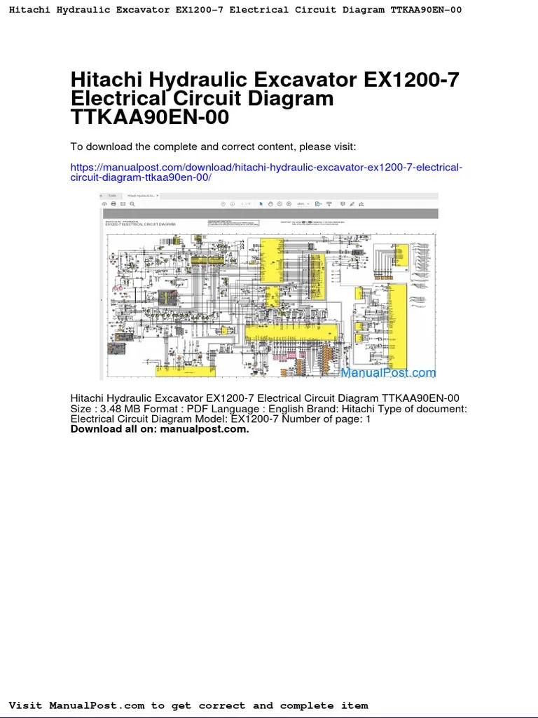 Hitachi Hydraulic Excavator Ex1200 7 Electrical Circuit Diagram