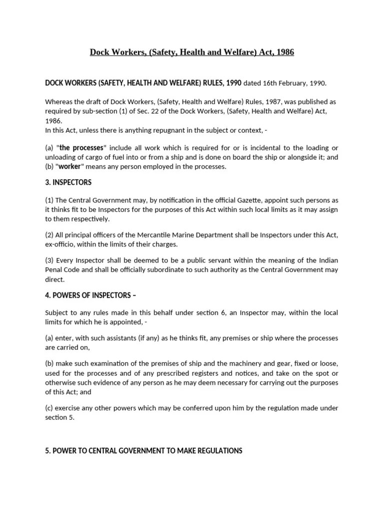 Dock Safety Regulations PDF