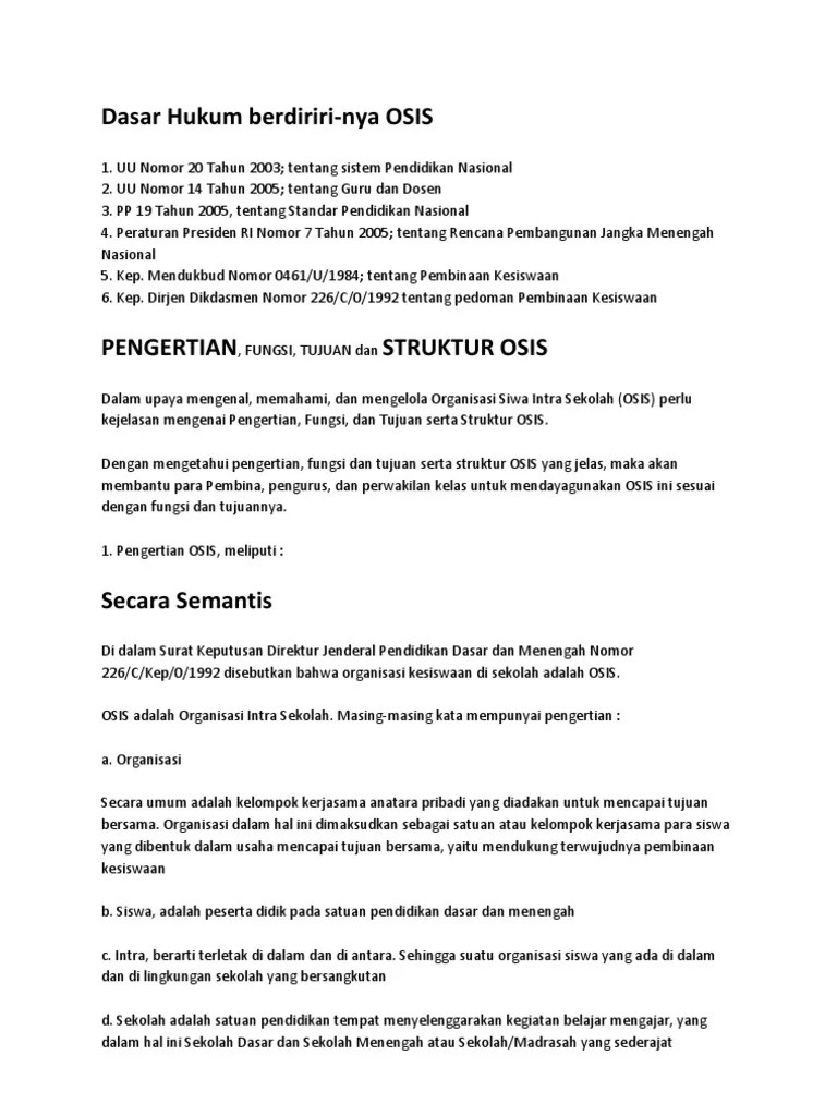 Dasar Hukum OSIS | PDF