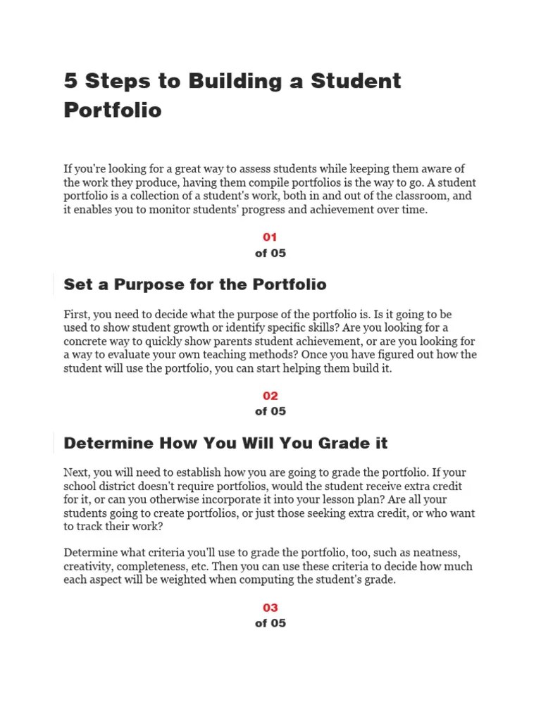 5 Steps To Building A Student Portfolio PDF