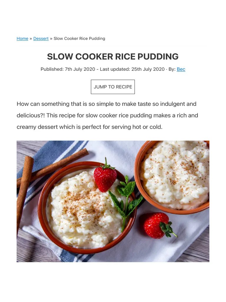 Slow Cooker Rice Pudding Slow Cooker Club PDF
