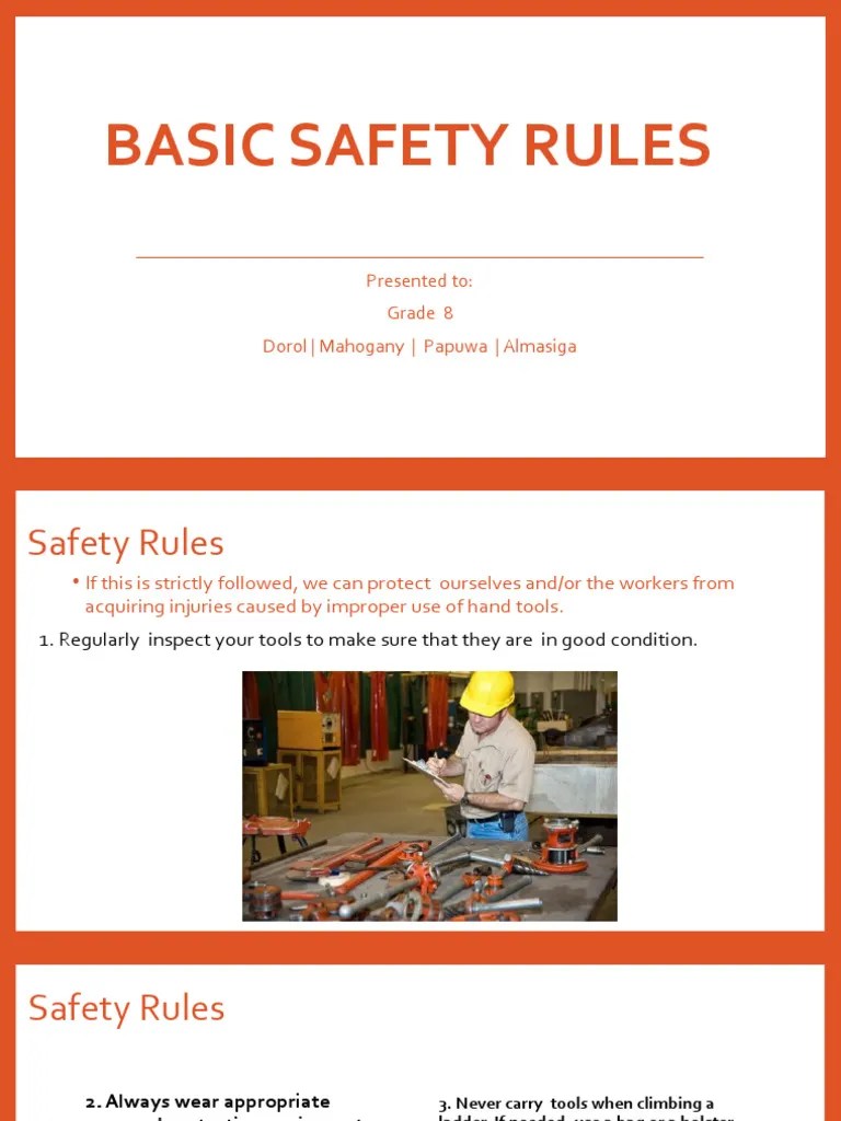 Lesson 3 Basic Safety Rules + 5s (WARM Grade 8) ) PDF