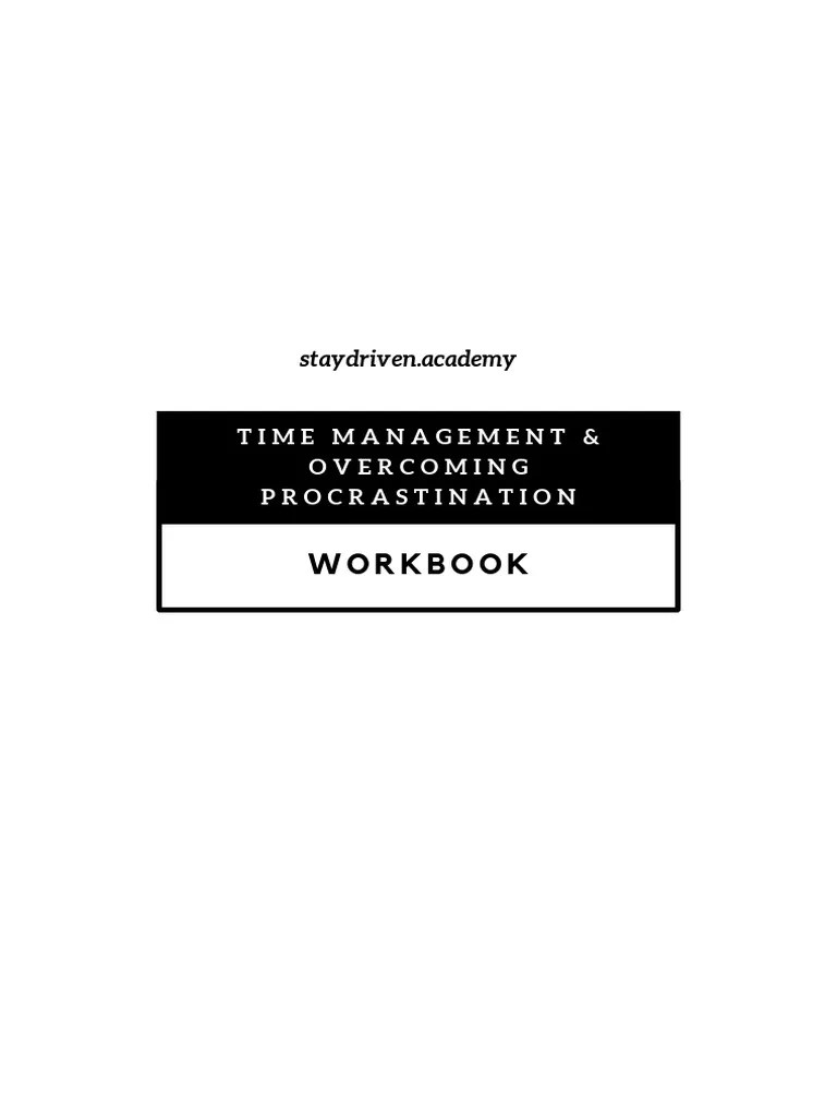 Time Management Workbook PDF Professional Skills Procrastination