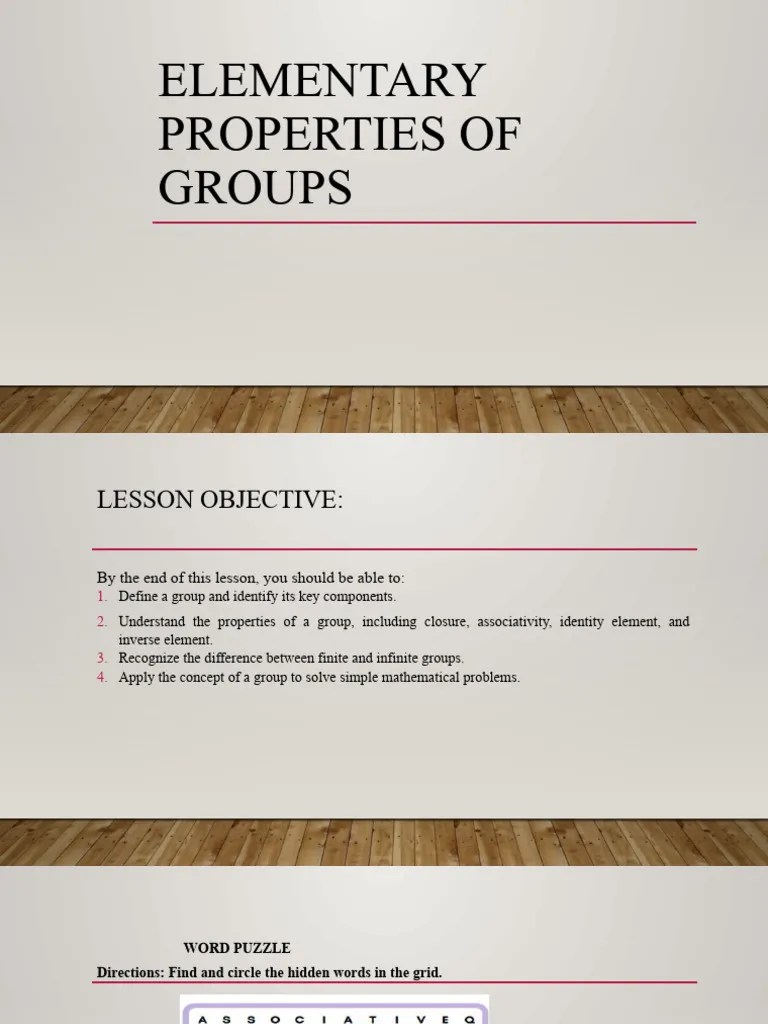 Elementary Properties of Groups PDF