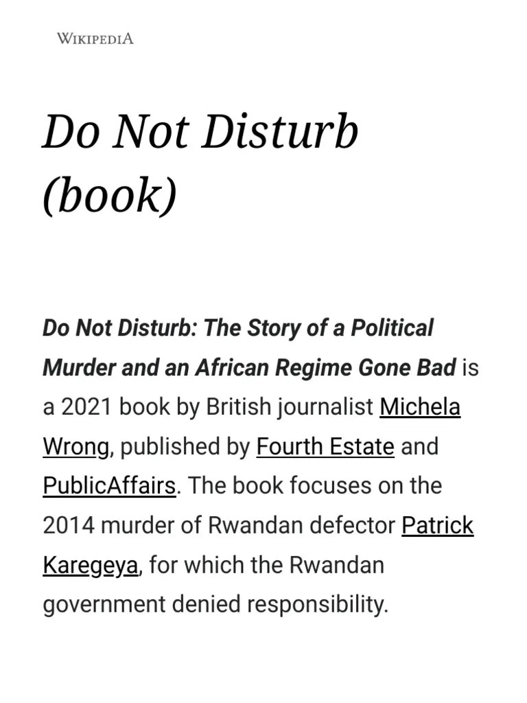 Do Not Disturb Rwanda's Dark Secrets PDF Rwanda