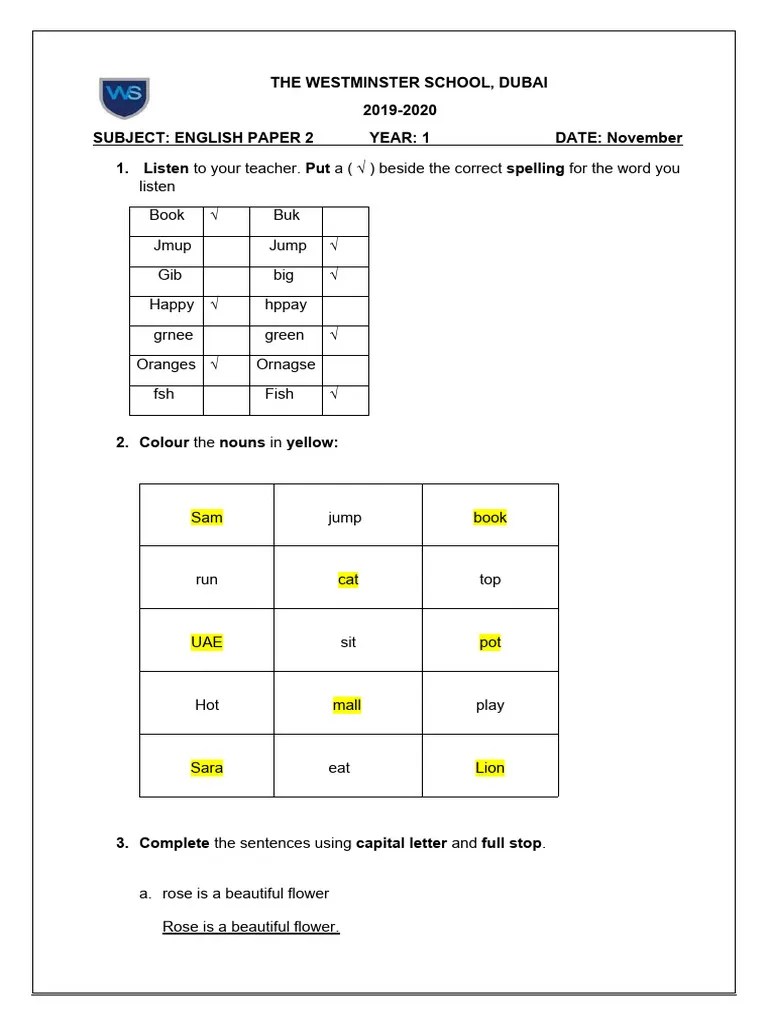 English Paper 2 Answer Key PDF