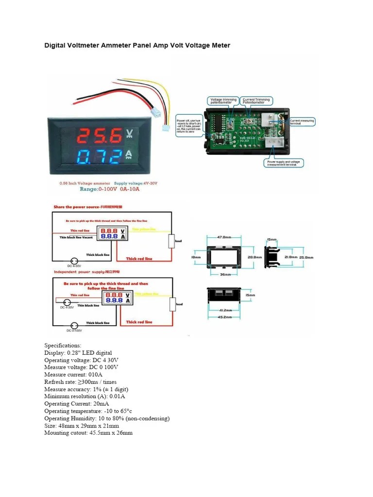 Digital Voltmeter Ammeter Panel Amp Volt Voltage Meter PDF