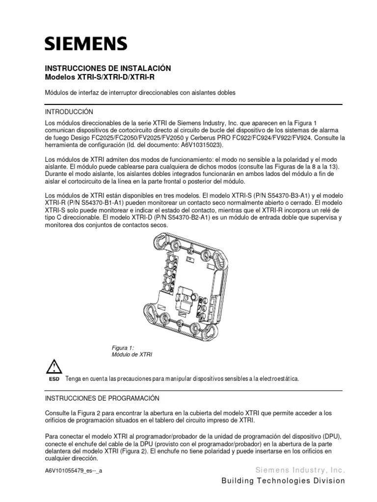 Manual de instalación SIEMENS XTRI-S/XTRI-D/XTRI-R | PDF | Resistor | Relé