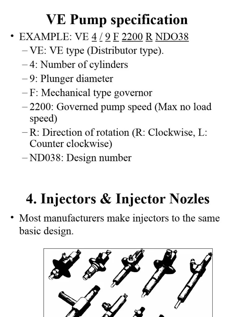 VE PUMP SPESIFICATION PDF Fuel Injection Throttle