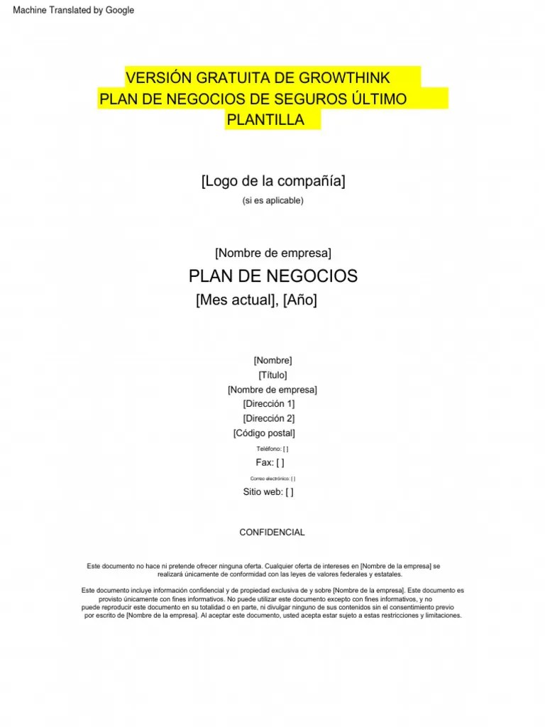 FreeVersionofGrowthinksInsuranceBusinessPlanTemplate PDF