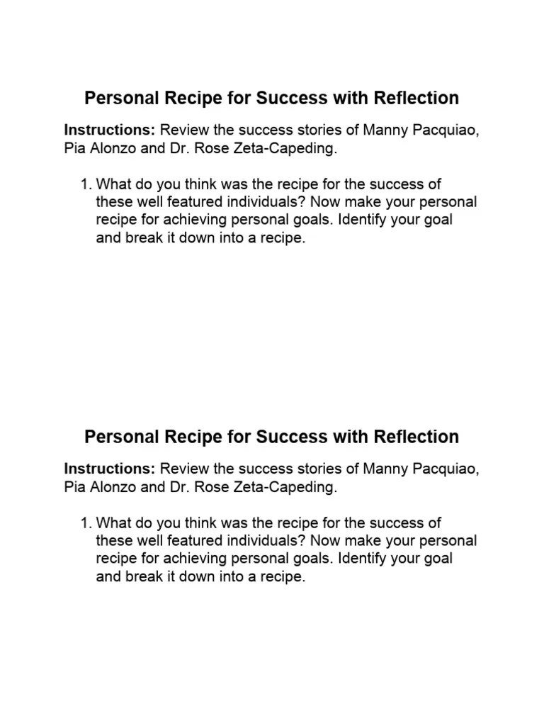 Personal Recipe for Success PDF Wellness Lifestyle
