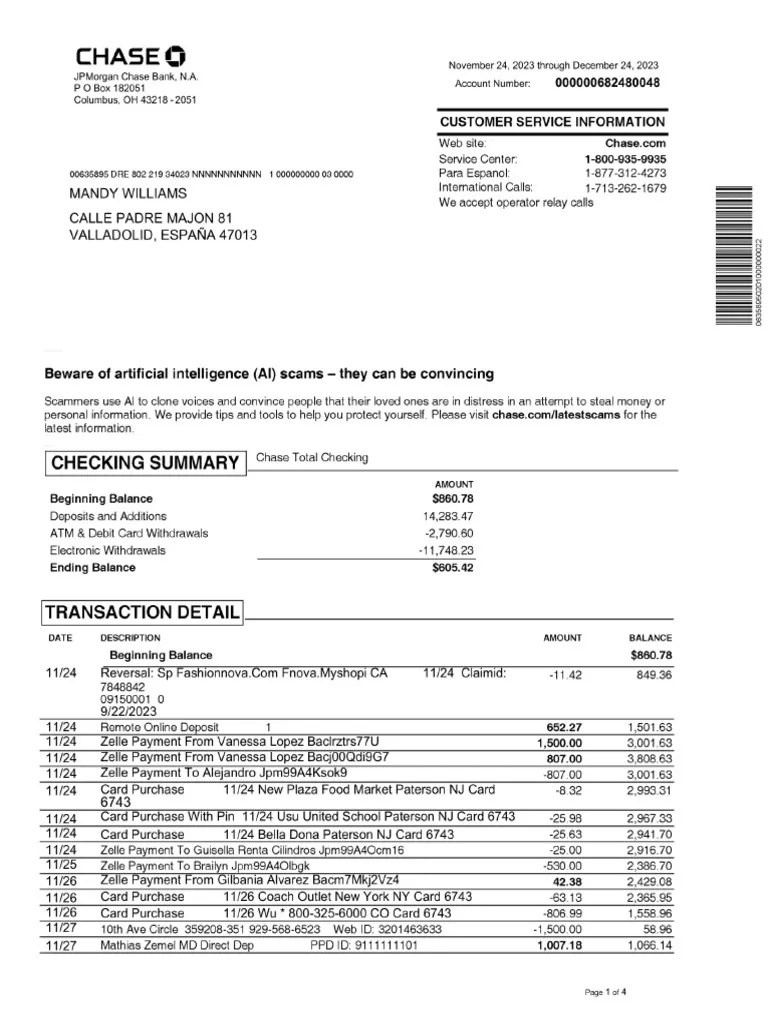 Mandy Williams Chase Bank PDF