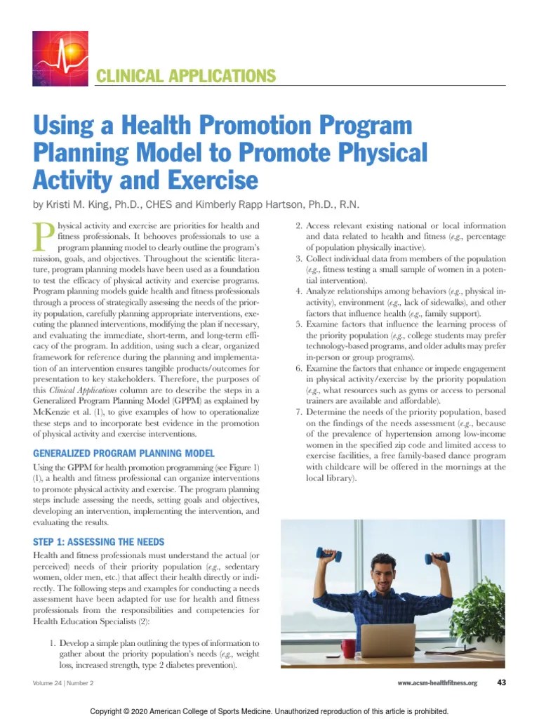 Using a Health Promotion Program Planning Model to Promote Physical