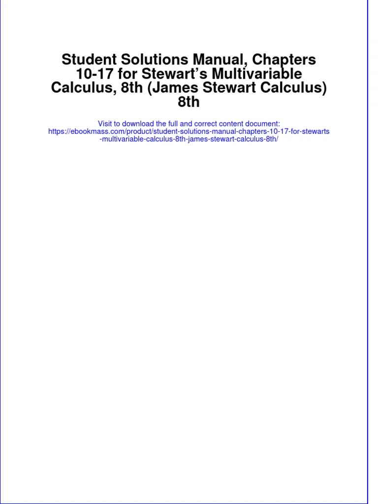 Student Solutions Manual Chapters 10 17 For Stewarts Multivariable