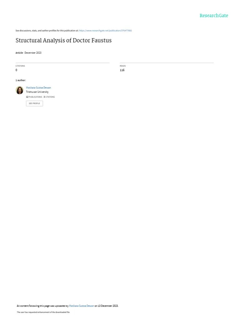 Structural Analysis of Doctor Faustus PDF Plot (Narrative