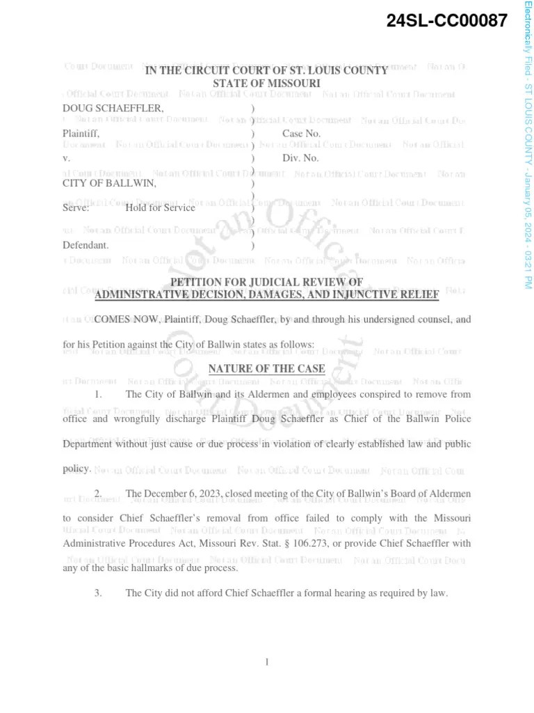 Ballwin lawsuit PDF Hearsay Legal Remedy