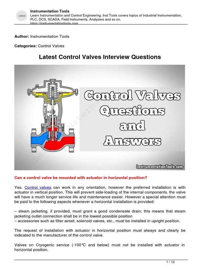 Control Valves Interview Questions PDF