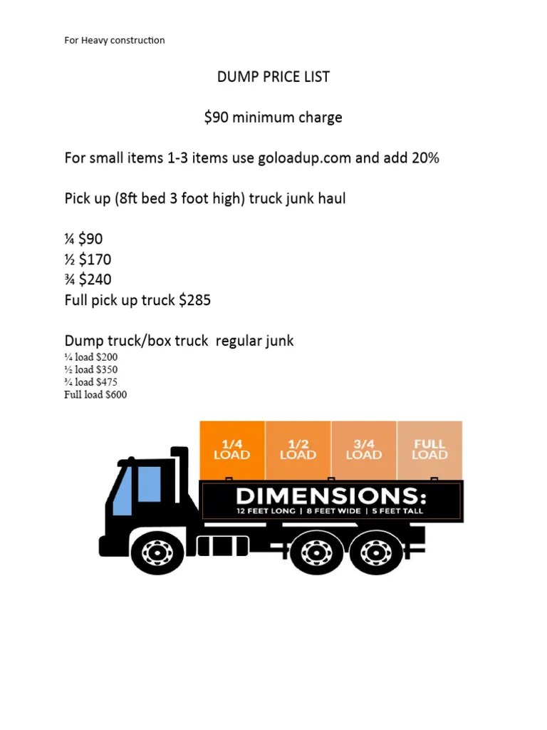 DUMP PRICE LIST PDF