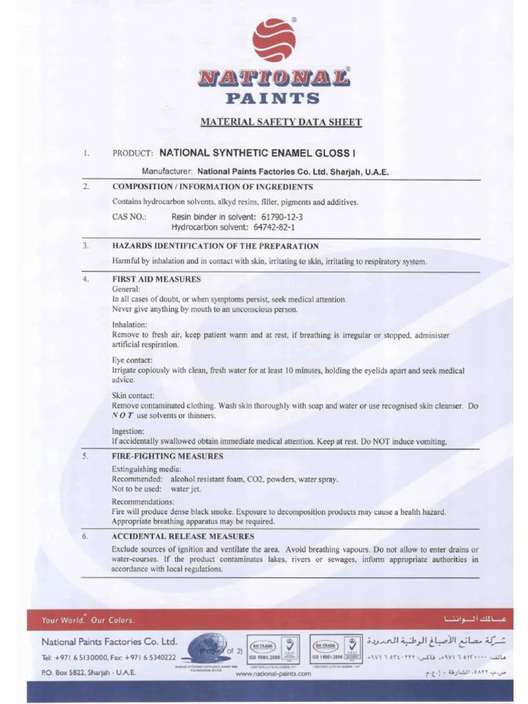 MSDS National Paint PDF