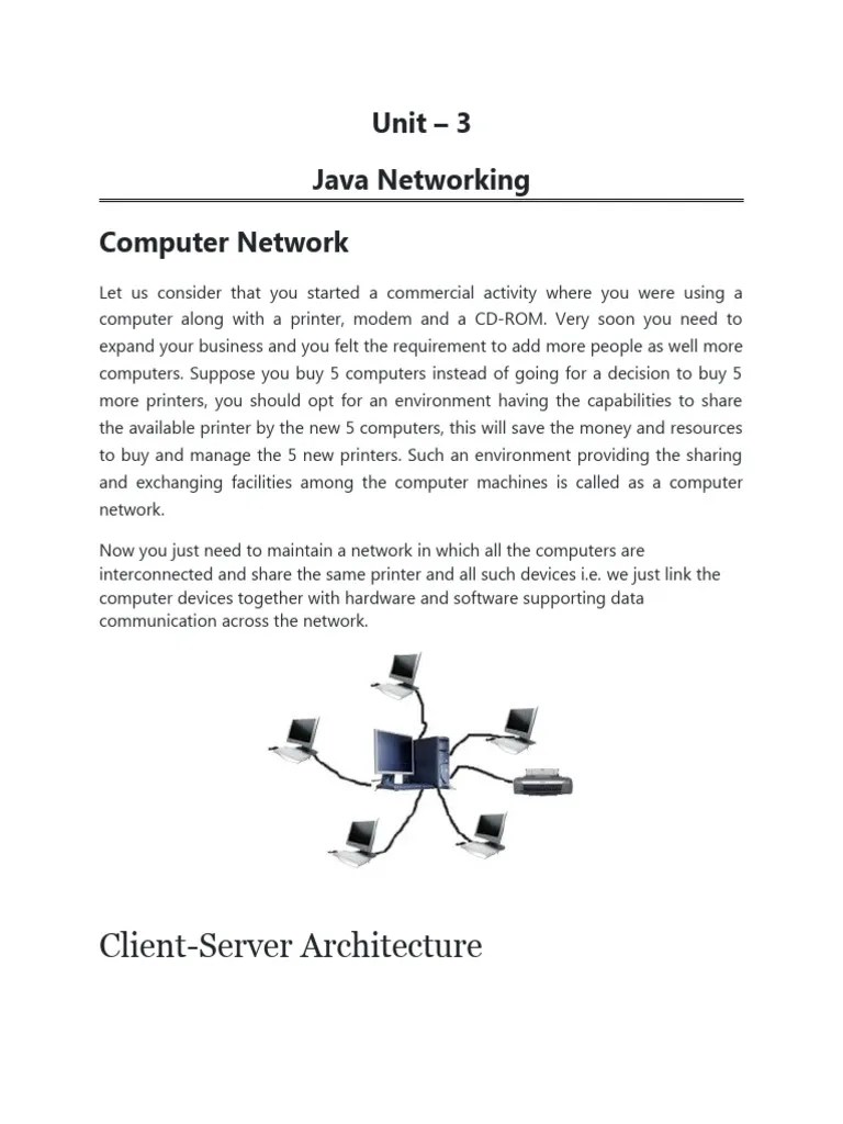 Java Networking PDF Port Networking) Network Socket