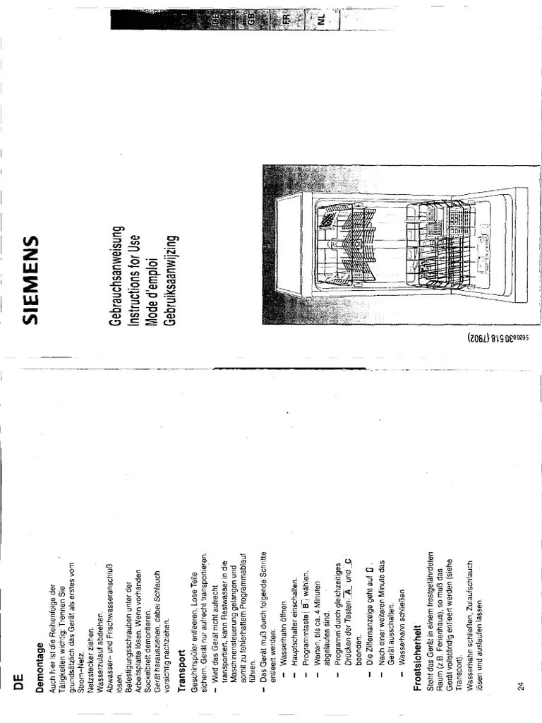 Siemens SF54T650 Geschirrspüler Handbuch Gebrauchsanweisung | PDF