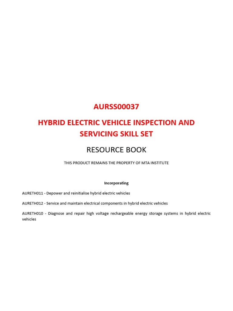 Battery Electric Vehicle Inspection And Servicing Skill Seth Indira