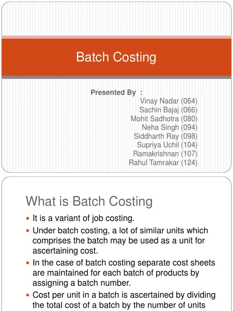 Batch Costing PDF Business Economies