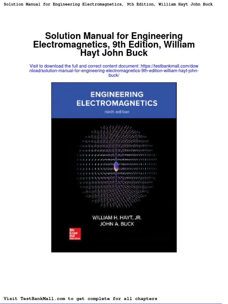 Full Download Solution Manual For Engineering 9th Edition William Hayt John