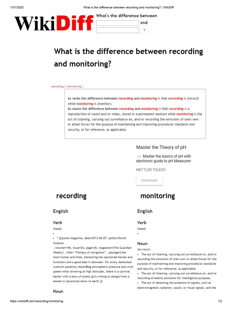 Difference Between Recording and Monitoring WikiDiff PDF Surveillance