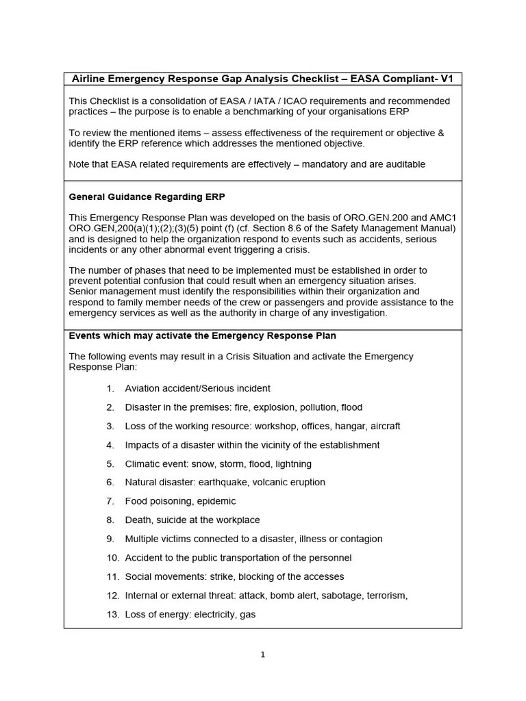 AirlineEmergencyResponseGapAnalysisChecklist 2 PDF
