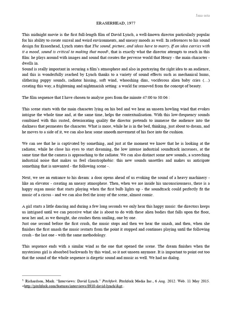 Sound Analysis Eraserhead & Amelie PDF