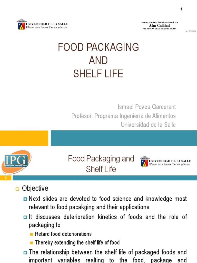 Food Packaging and Shelf Life PDF Shelf Life Chemical