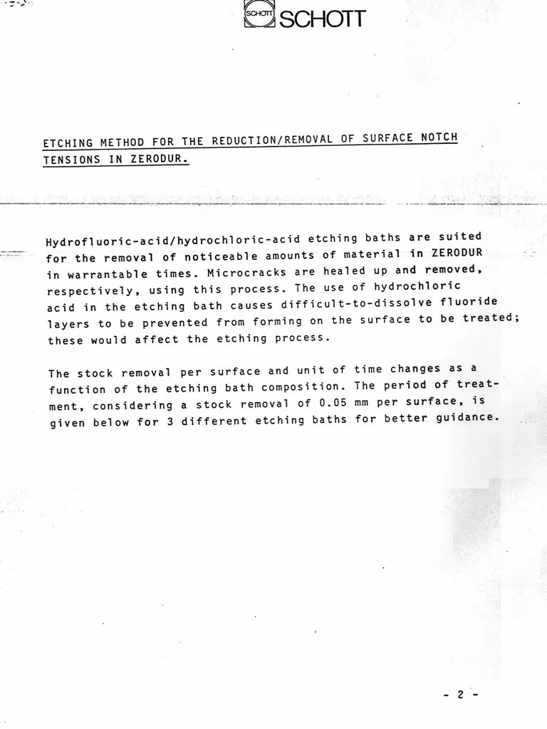 TD Zerodur Etching Method酸洗配方 PDF