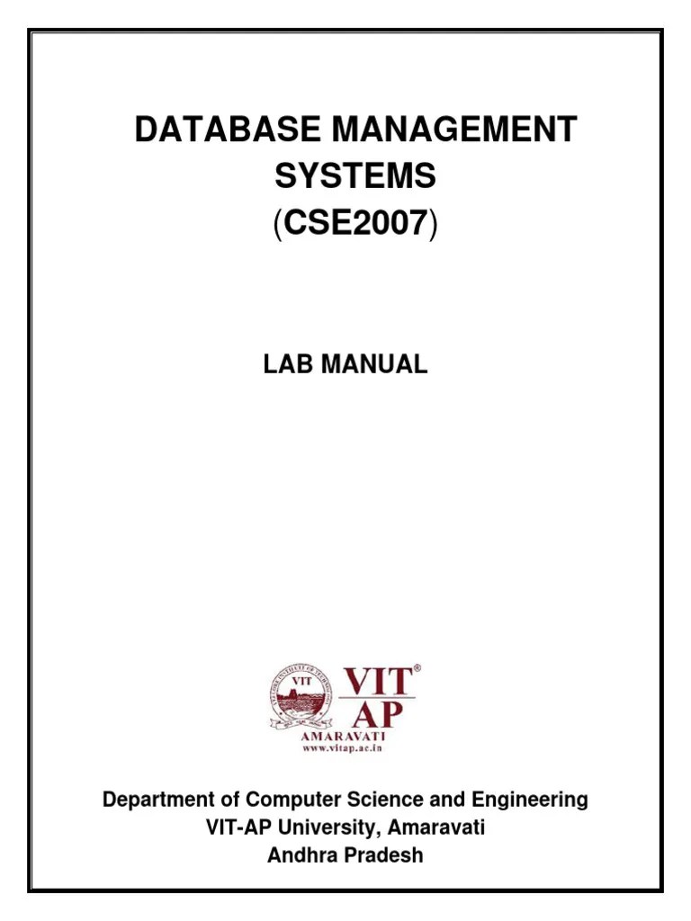 DBMS Lab Manual PDF Database Index Sql