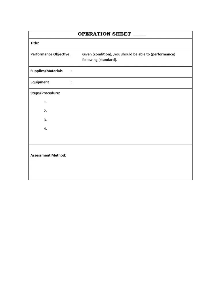 CBLM Operation Sheet Template PDF