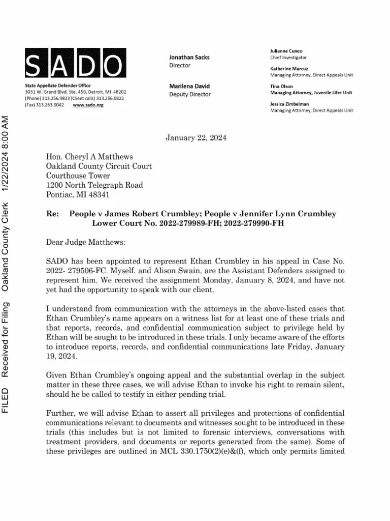 Letter to Judge Matthews PDF