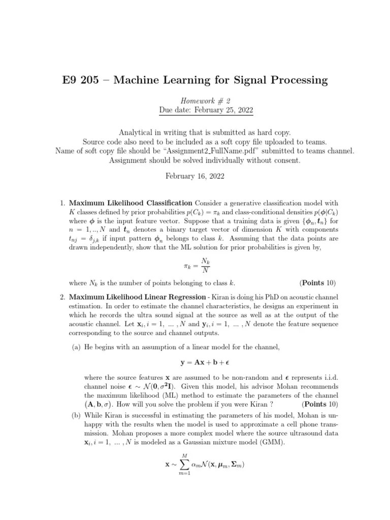 E9 205 Machine Learning For Signal Processing K K K N N N NJ J, K N