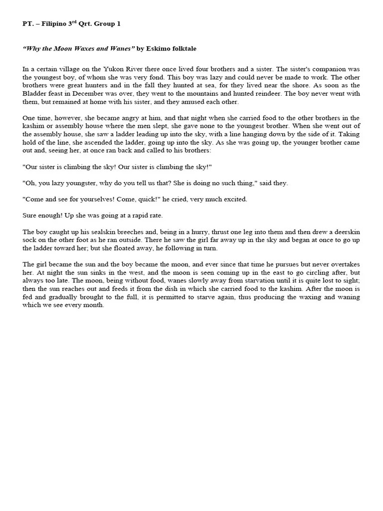 PT Filipino Why The Moon Waxes and Wanes PDF