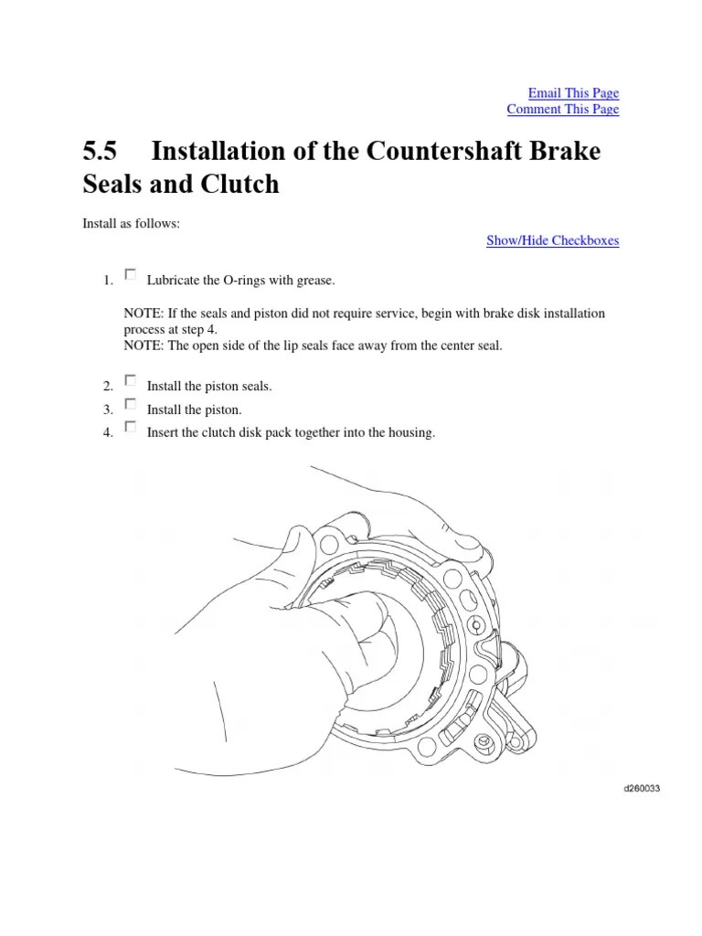 Installation of The Countershaft Brake Seals and Clutch.5.5 Download