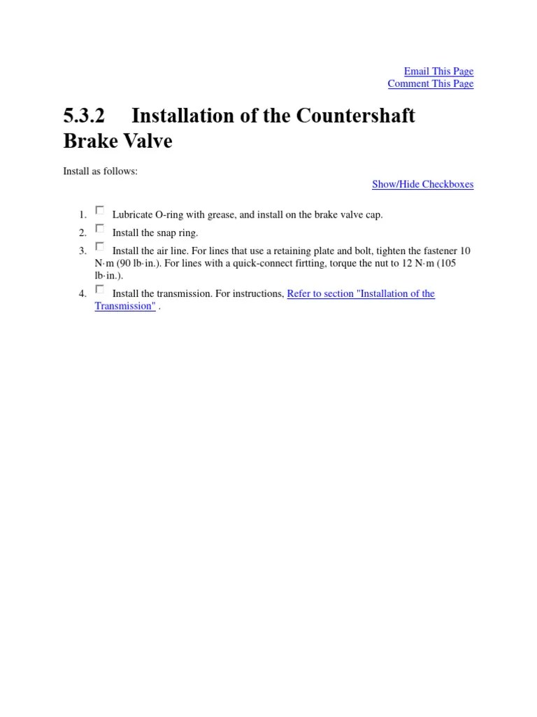 Installation of The Countershaft Brake Valve PDF