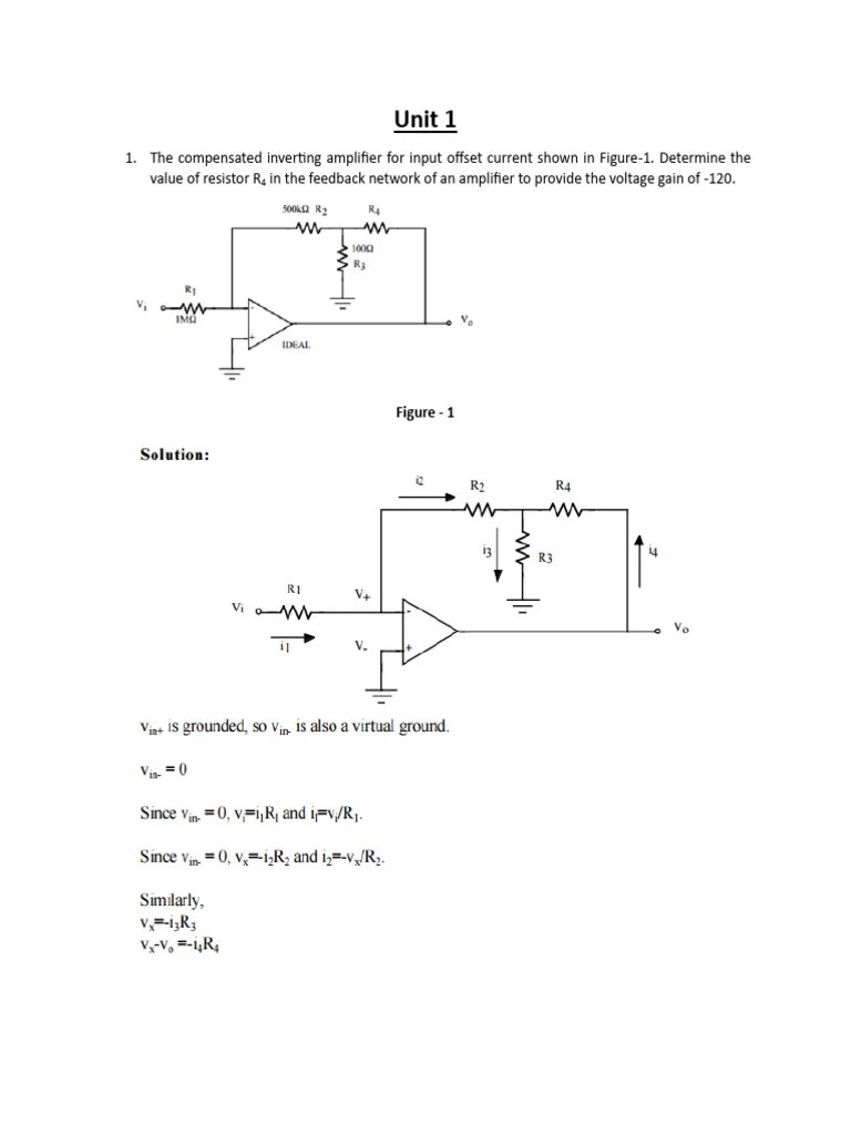 Practice Questions Unit 1,2 and 3 PDF Operational Amplifier Amplifier