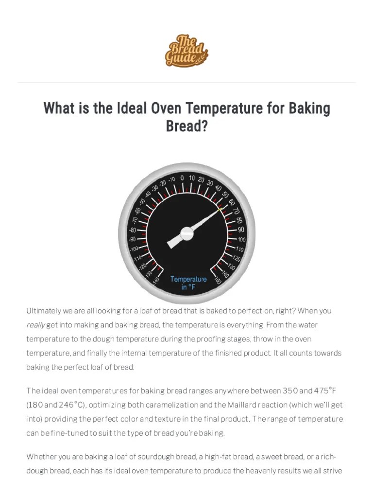 What Is The Ideal Oven Temperature For Baking Bread The Bread Guide