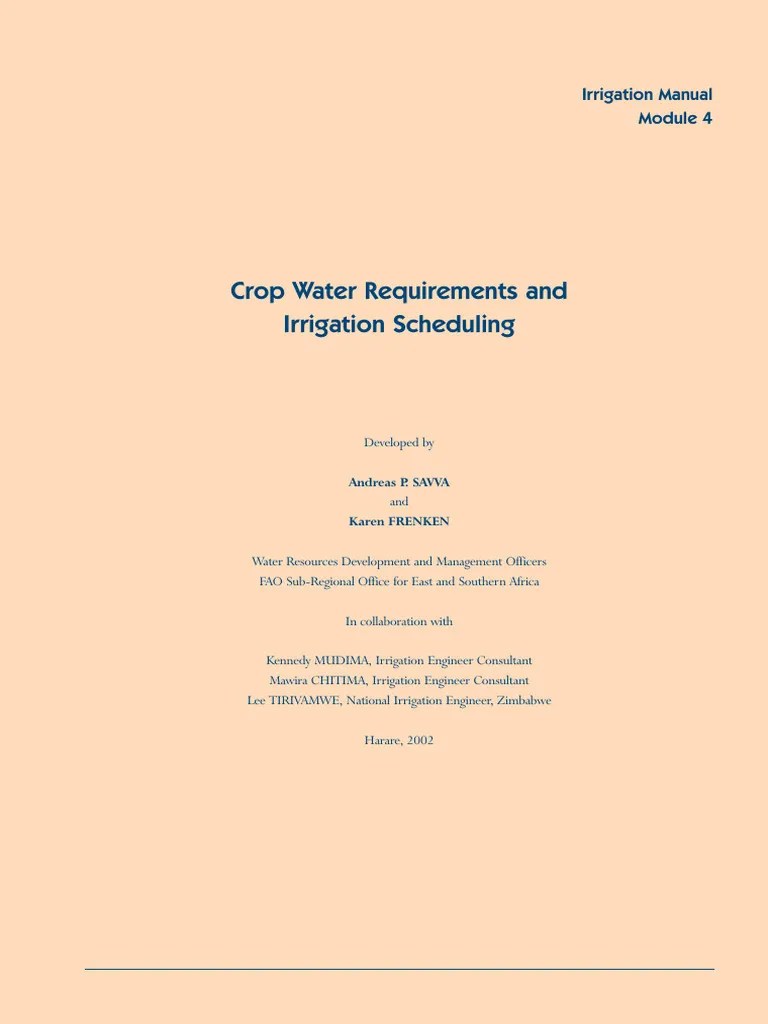 FAO Irrigation Manual Mdule 4 Crop Water Requirements and Irrigation
