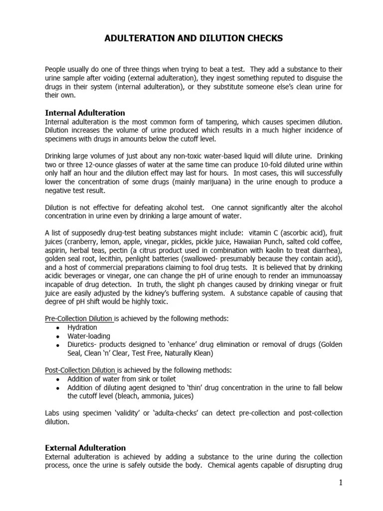 Schwab Adulteration Specimen Validity Checks PDF Creatinine Urine
