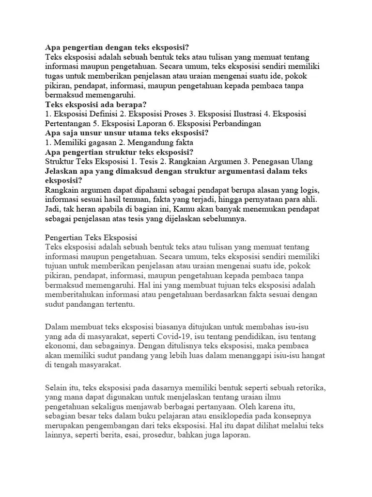 Apa Pengertian Dengan Teks Eksposisi PDF