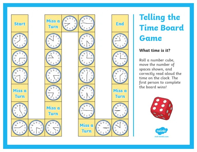 Us T N 5080 Telling The Time Board Game Oclock Half Past Quarter To and