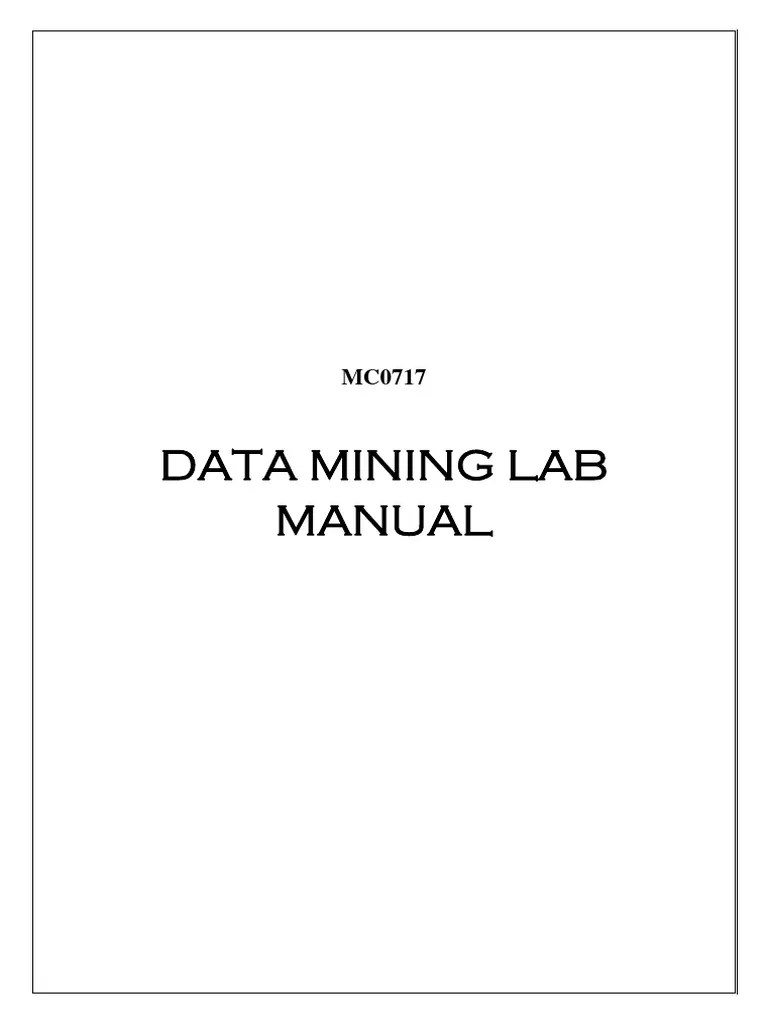 Data Mining Lab Manual PDF Cluster Analysis Statistical