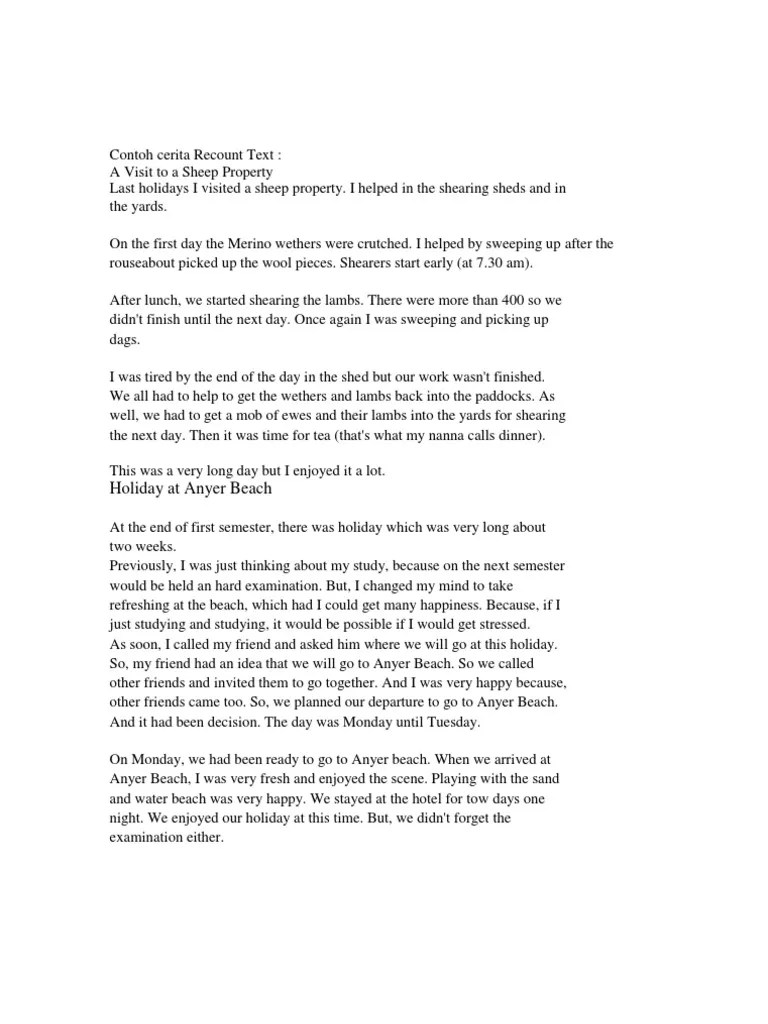 Contoh Recount Text | PDF | Sheep